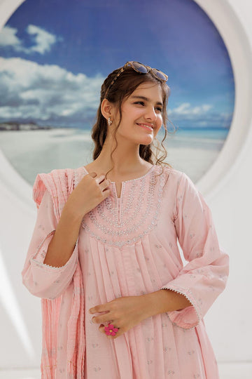 GBD-02946 | Pink & Multicolor | Casual Plus 3 Piece Suit | Cotton Jacquard